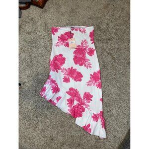 Strapless Floral Ruffle Hem